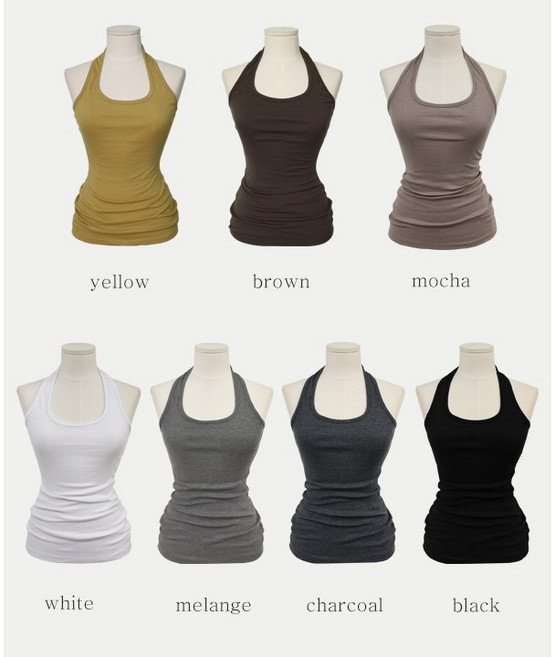 국내제작 고퀄 잘록 허리 슬림핏 홀터넥 나시