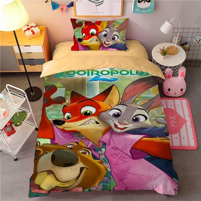 올스토어 귀여운 Zootopia 만화 침구 세트 절묘한 품 이불 커버 럭셔리 생일 선물, AU Double 180x210cm, 07 E