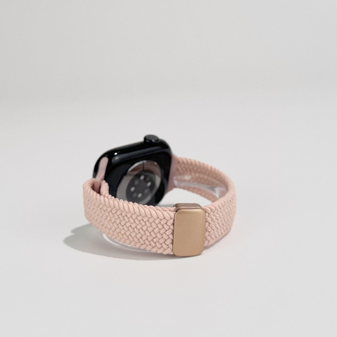 細款尼龍編織錶帶 磁吸扣 適用 Apple watch, 粉砂色, 1個