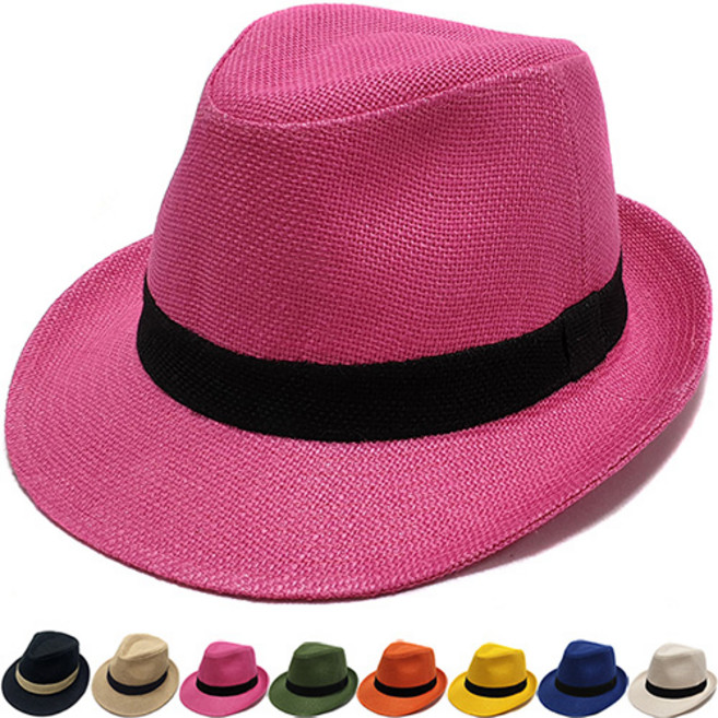 린넨 띠배색 중절모 페도라 파나마 햇 여행 골프 단체 예쁜 여름 모자-HAT200609