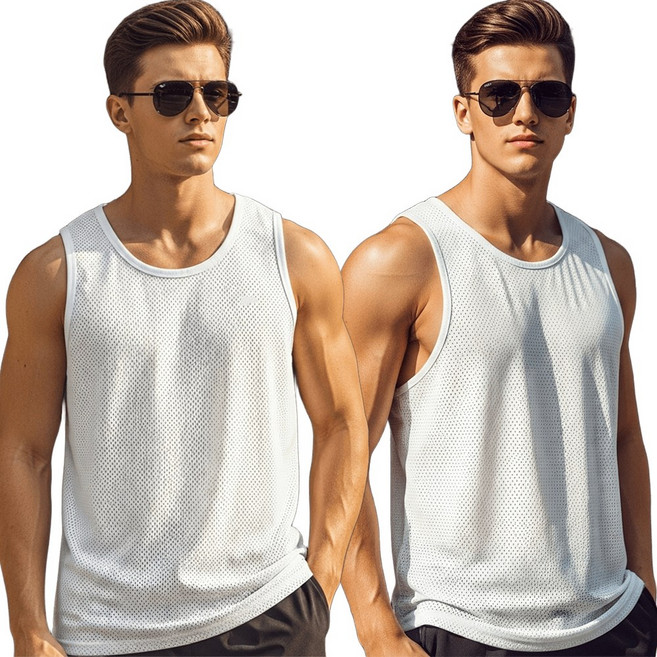 쿨쉐어 남자 통풍 쿨메쉬 나시 민소매 티셔츠 드라이핏 아이스 런닝셔츠 이너웨어