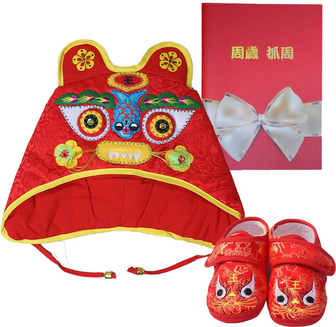 小確幸派對 抓周虎帽虎鞋組, 夾棉款+虎頭鞋（12公分）＋經典證書, 1個