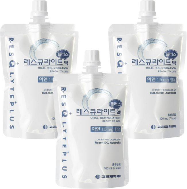 [건강기원] 레스큐라이트 플러스액 3포 수분 보충 전해질 미네랄 충전, 100ml