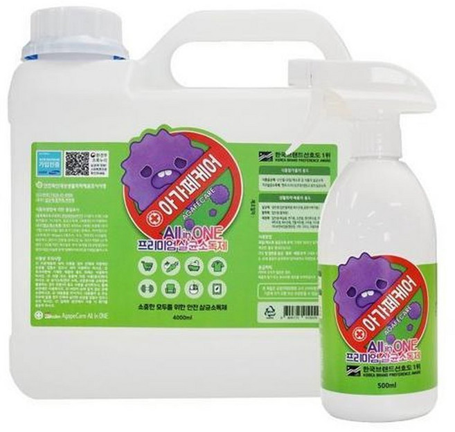 아가페케어 뿌리는 살균소독제 4000ml + 500ml 세트 4500ml 1세트 4500ml, 4L, 1개