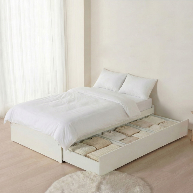 동서가구 E0 클레어 무헤드 깊은 빅서랍 수납침대 프레임 SS DF927747, 내추럴