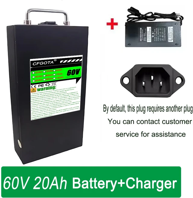 할리용 60V 배터리 20AH-100AH 리튬 팩 40AH BMS 3000W 전기 스쿠터 오토바이+충전기 포함, 06 60V 20Ah