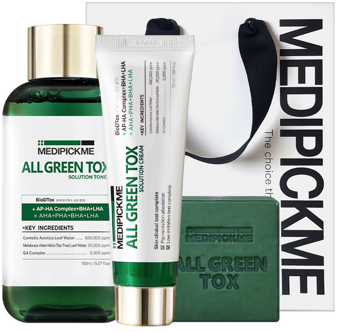 메디픽미 올그린톡스 블레미쉬 시카 흔적 3종세트 (클렌징바+토너+크림) 여드름피부 사용 적합 시카 티트리 BHA