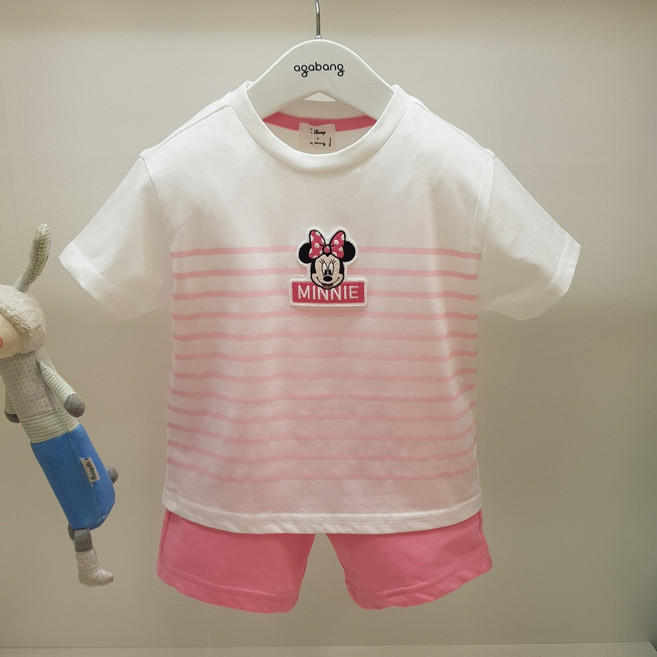 아가방 여름 25 베이비페어 디즈이베이비 핑크 미니 반소매 유아 여름 상하복세트 더울땐 진짜 편한 상하복이 최공 어린이집 등원복 편한 놀이복 간단 외출복 추천