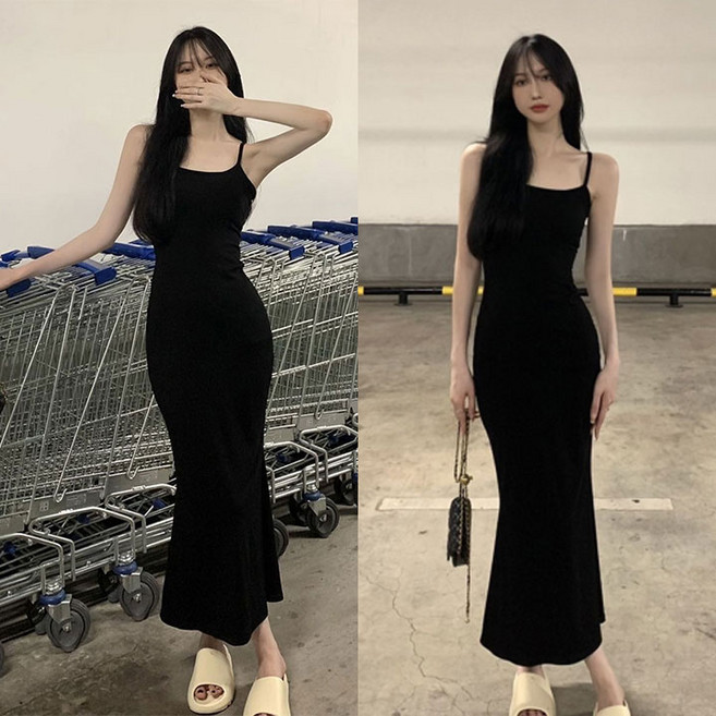 1+1 서스펜더 끈나시 민소매 롱원피스