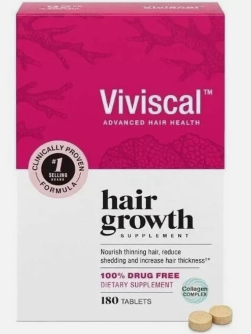 Viviscal Women's Hair Growth 비비스칼 여성 헤어 그로우쓰 콜라겐 컴플렉스 180정, 1개 - 쿠팡