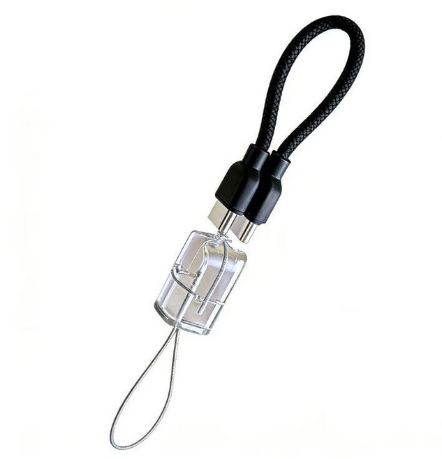 65W PD C to C 초고속 휴대용 충전 케이블 열쇠고리 데이터 케이블 나일론 편직, 1개, 블랙, 20cm