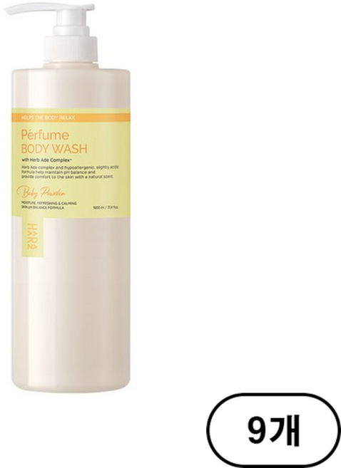 하라즈 퍼퓸 바디워시 베이비파우더향, 1L, 9개