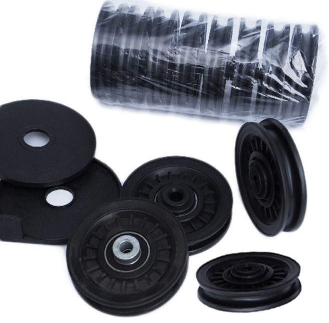 체육관 베어링 도르래 90MM 내마 모성 나일론 휠 케이블 범용 휘트니스 껌 장비, Black, 1개