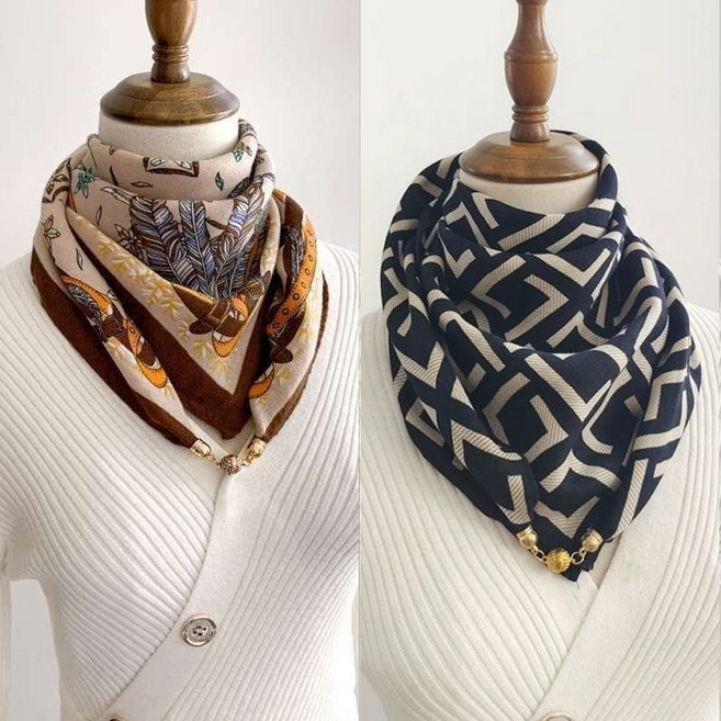 女款保暖加大加厚方巾圍巾 磁吸式防風護頸圍巾