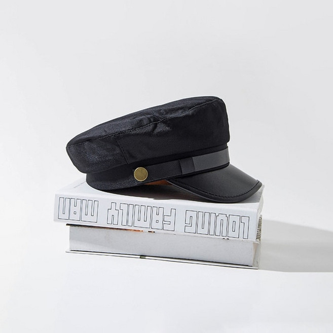 해병대모자 예비군 군인 육군 팔각 모자 전투 pu 가죽 밀리터리 가을 선원 플랫 탑