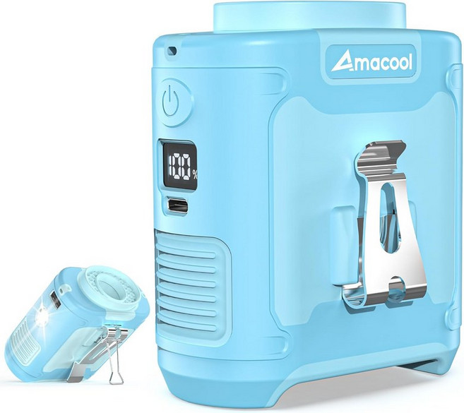 AMACool 미니 휴대용 허리 선풍기 클립 아버지를 위한 선물 남성 아빠 남편 13000RPM 급속 냉각 개인 목 여성 야외 직장인을 웨어러블 셔츠 벨트 여행 캠핑, Oasis Cornflower, 10000.0 Milliamp