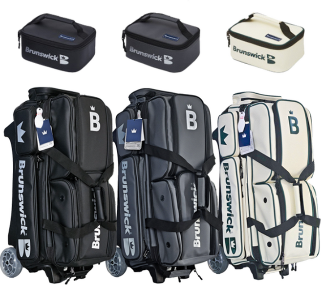 (2종 증정품) 브런스윅 3볼 볼링가방 매트 악세사리백 신발케이스 롤러백, 매트 블랙, 1개
