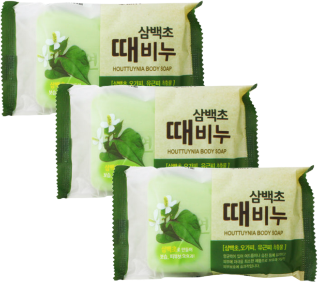 감동 삼백초 때비누 샤워비누 목욕비누 향수때비누, 150g, 3개입