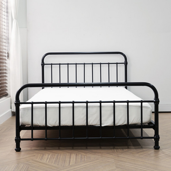 [20조한정 추가즉시할인] 에보니아 튜브 평상형 철재수퍼싱글침대 B형 본넬스프링20T매트포함 (철제슈퍼싱글침대), 블랙