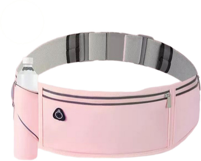 흔들림없는 방수 러닝벨트 3포켓 수납 초슬림 힙색, 1개, 핑크