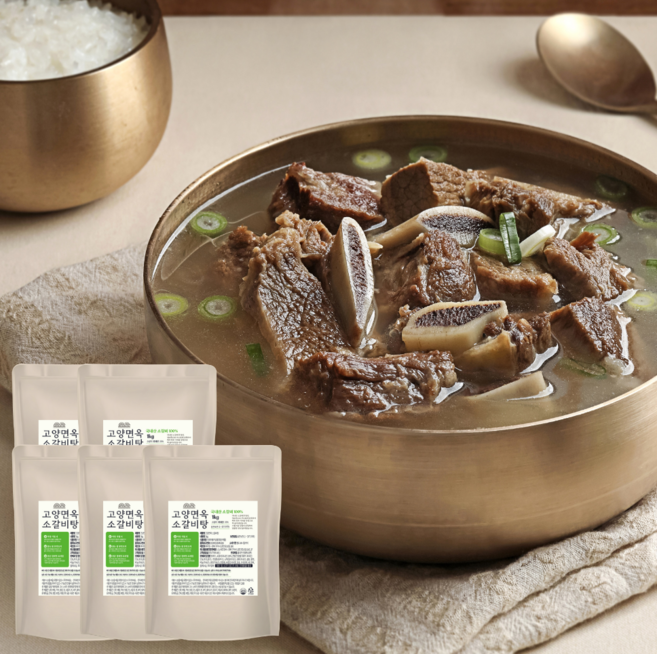 한식명장 국내산 압도적 대용량 소갈비탕 (실온), 5개, 1kg
