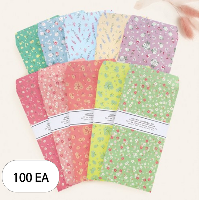 플라워패턴 용돈봉투 세트 FB501, 혼합색상, 100개