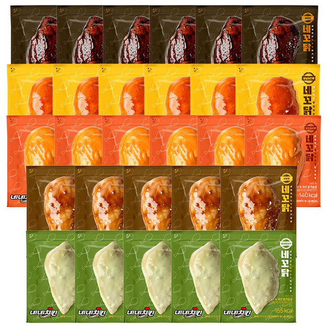 네네치킨 네꼬닭 소스 닭가슴살 혼합구성 5종, 100g, 28개