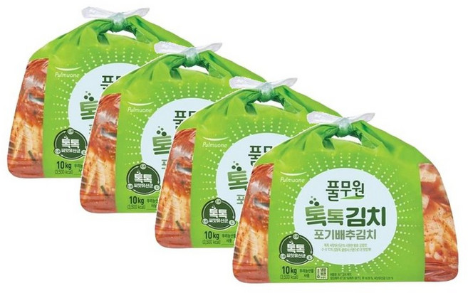 풀무원식품 [생산직송] 풀무원 톡톡 포기김치 10kg, 4개