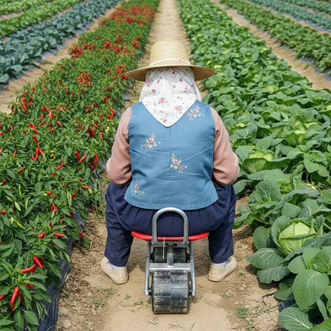 고추 따는 의자 농업용 텃밭 밭 수확기 밭일 수확 농사 농사용 작업 작업용 쪼그리 수확차, 고추작업의자-레드