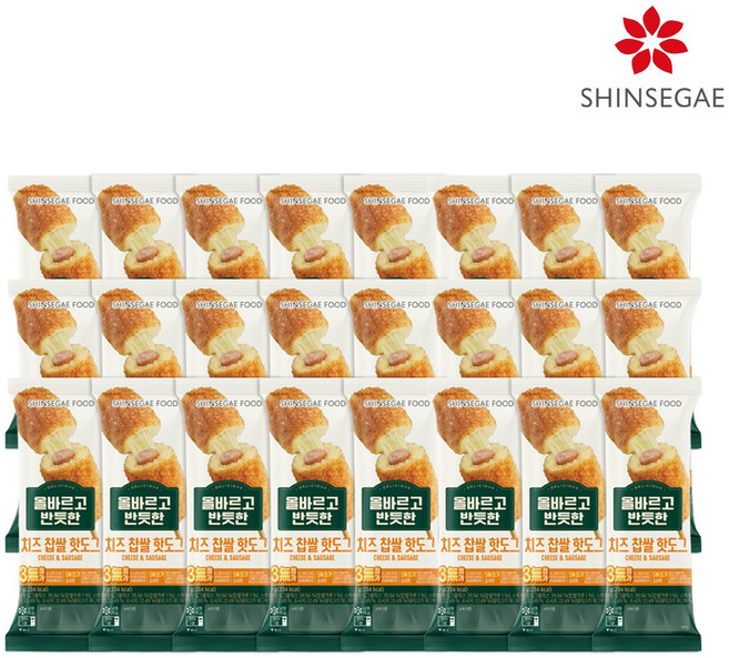 [올반] 올바르고 반듯한 치즈 찹쌀 핫도그 80g x 24봉, 24개