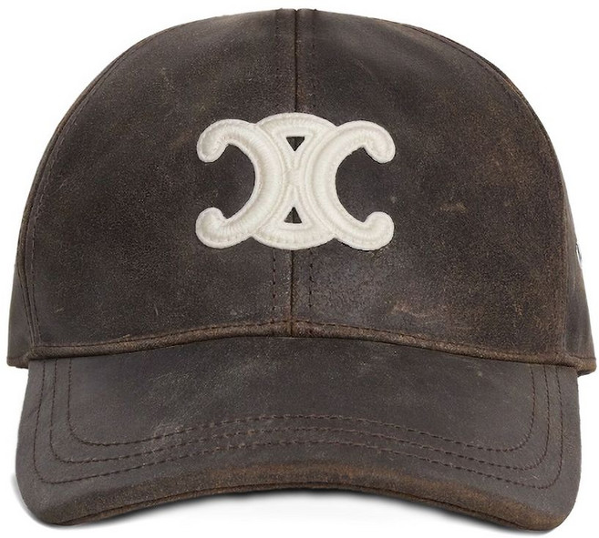 셀린느 로고 패치 레더 캡 모자