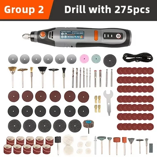 USB 충전식 무선 전기 드릴 펜 쥬얼리 금속 가공을위한 미니 로타리 도구 휴대용 머신 Dremel, 04 Drill 275pcs