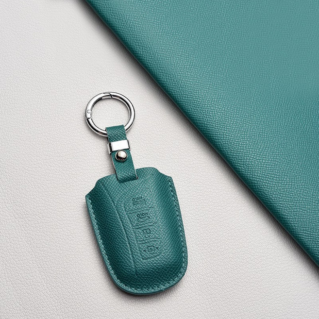 현대 전용 스마트 키케이스 I4타입 천연 소가죽 풀커버 디자인 (그랜저HGIG에쿠스제네시스DH싼타페DM 등), 현대/A4 타입, 그린