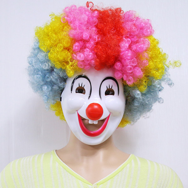 피플스파티 삐에로가발 광대플라스틱가면 세트, 1개
