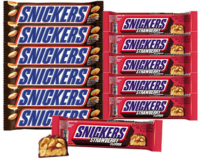 스니커즈 땅콩 51g+스니커즈 스트로베리바 40g, 6세트, 91g