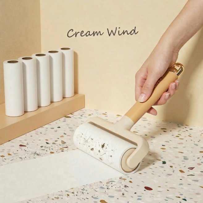 아우리온 강력접착 먼지박멸 사선컷팅 테이프 클리너 숏핸들 돌돌이 16cm + 리필 5개, 1세트