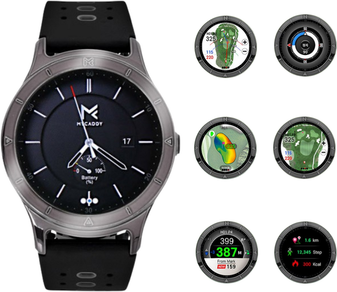 마이캐디 M1 시계형 골프 거리측정기 스마트 워치 GPS 비거리 골프와치, 블랙