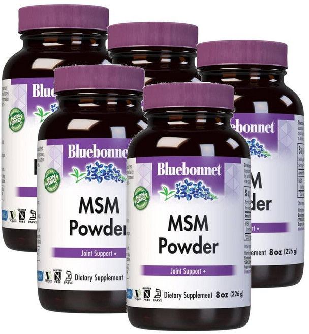 블루보넷 엠에스엠 식이유황 파우더 Bluebonnet MSM, 5개, 226g