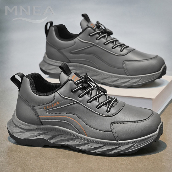MNEA 통기성 가죽 갑피 남성 운동화 런닝화 워킹화 소프트 쿠션 밑창 발편한 데일리 패션 스니커즈