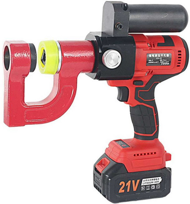 전동 유압 펀칭기 철판 판넬 구멍 충전식 타공 천공기, 1개, CD32 + 금형 6쌍