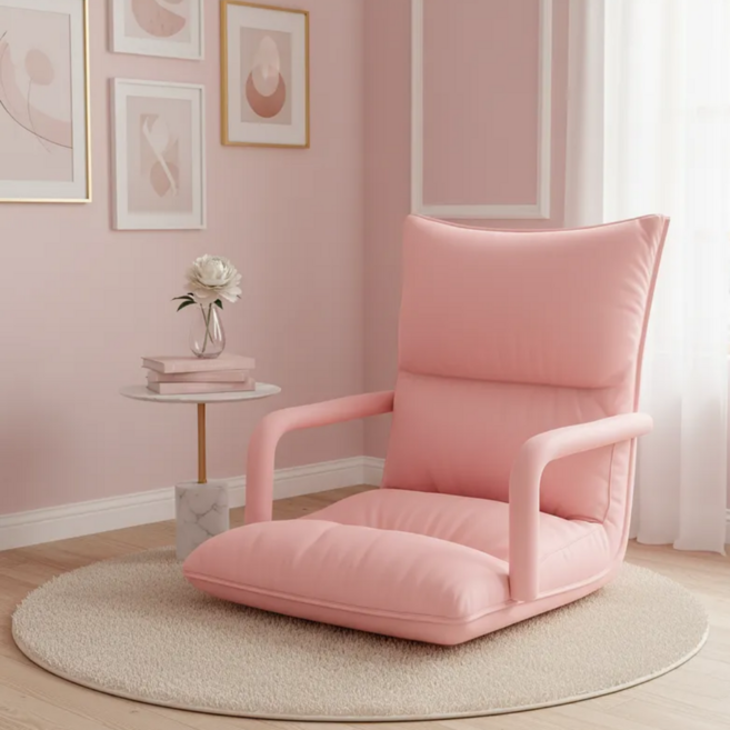 글로리존 슬림 방수 6단 각도조절 빈백 좌식 쇼파, 핑크, 1개