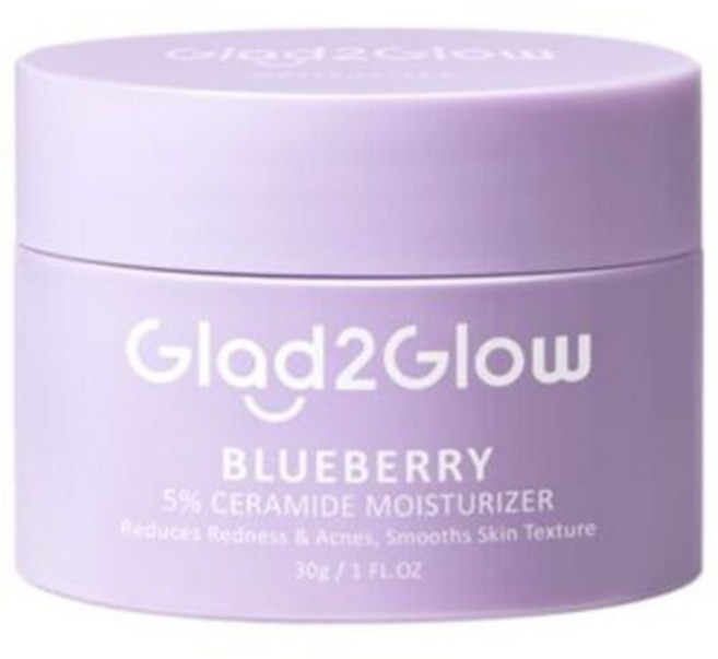 Glad2Glow 藍莓神經醯胺保濕霜 舒緩泛紅痘痘 改善膚質 保濕修護, 1個, 30g / 1 FL.OZ