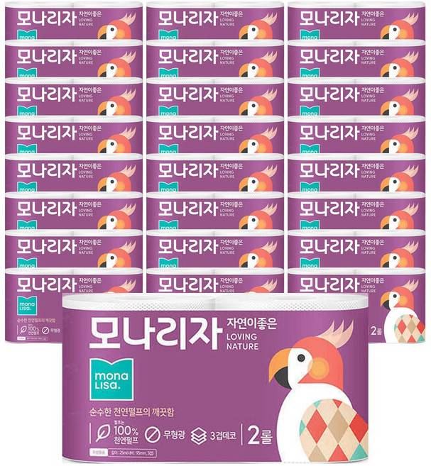 모나리자 자연이좋은 화장지 25m 2롤 x24개, 24개