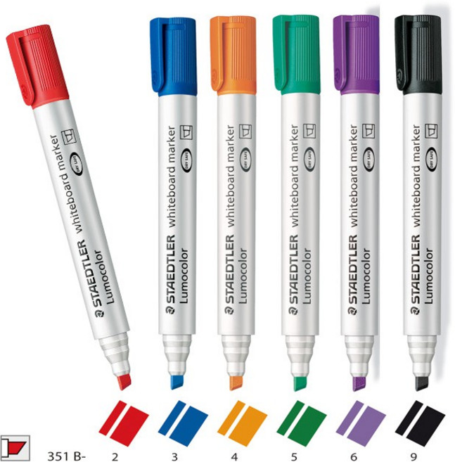 施德樓 STAEDTLER 富福里 德國製 防乾白板筆 斜頭 MS351B 耐用 可填墨, 1個, 橘
