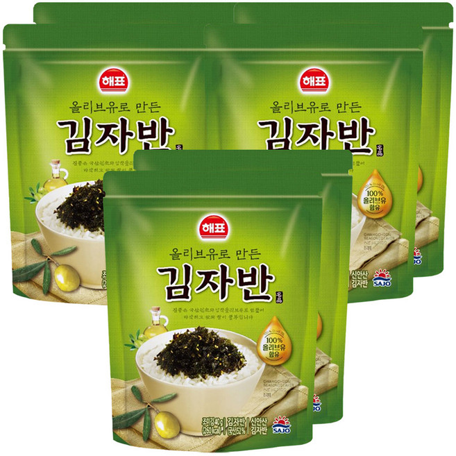해표 100% 압착 올리브유로 만든 김자반 40g+40g(총 80g), 3개