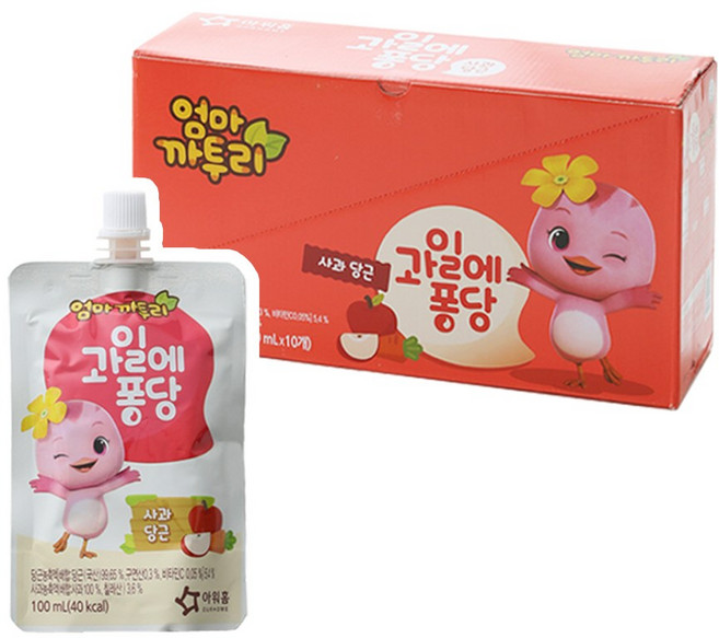 아워홈 엄마까투리 과일에퐁당 사과당근, 10개, 100ml