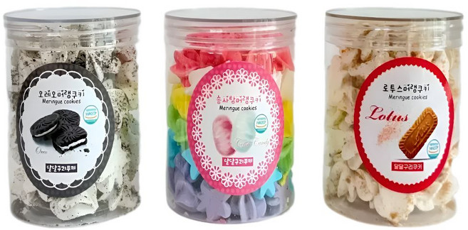 하루쿠키 제작소 수제머랭쿠키 3종( 오레오 솜사탕 로투스) 어린이선물, 3개, 40g
