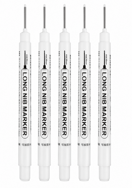 일상채움 공업용 산업용 작업용 20mm 긴촉 마카펜 5개 세트, 1세트, 화이트 5개