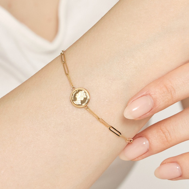 펠리체골드 14K 엘리자베스 클립 팔찌(+선물포장) 여성 퀸 선물 코인 행운 부적 금 럭셔리 데일리 우정팔찌 기념일 여자친구