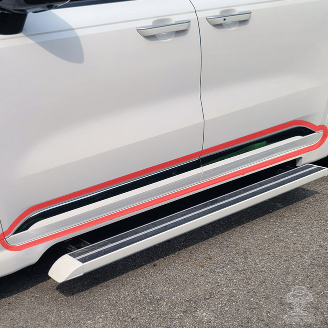 4세대 카니발KA4 AG 신형 도어가니쉬 크롬몰딩, 판테라메탈(P2M), 구형크롬, 1개